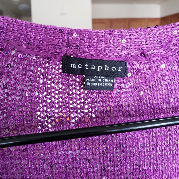 NWOT Elegant sparkled fuchsia cardigan - Picture 7 of 14